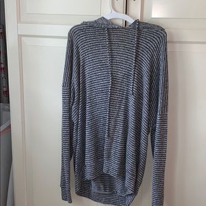Black and grey striped lucky hoodie.